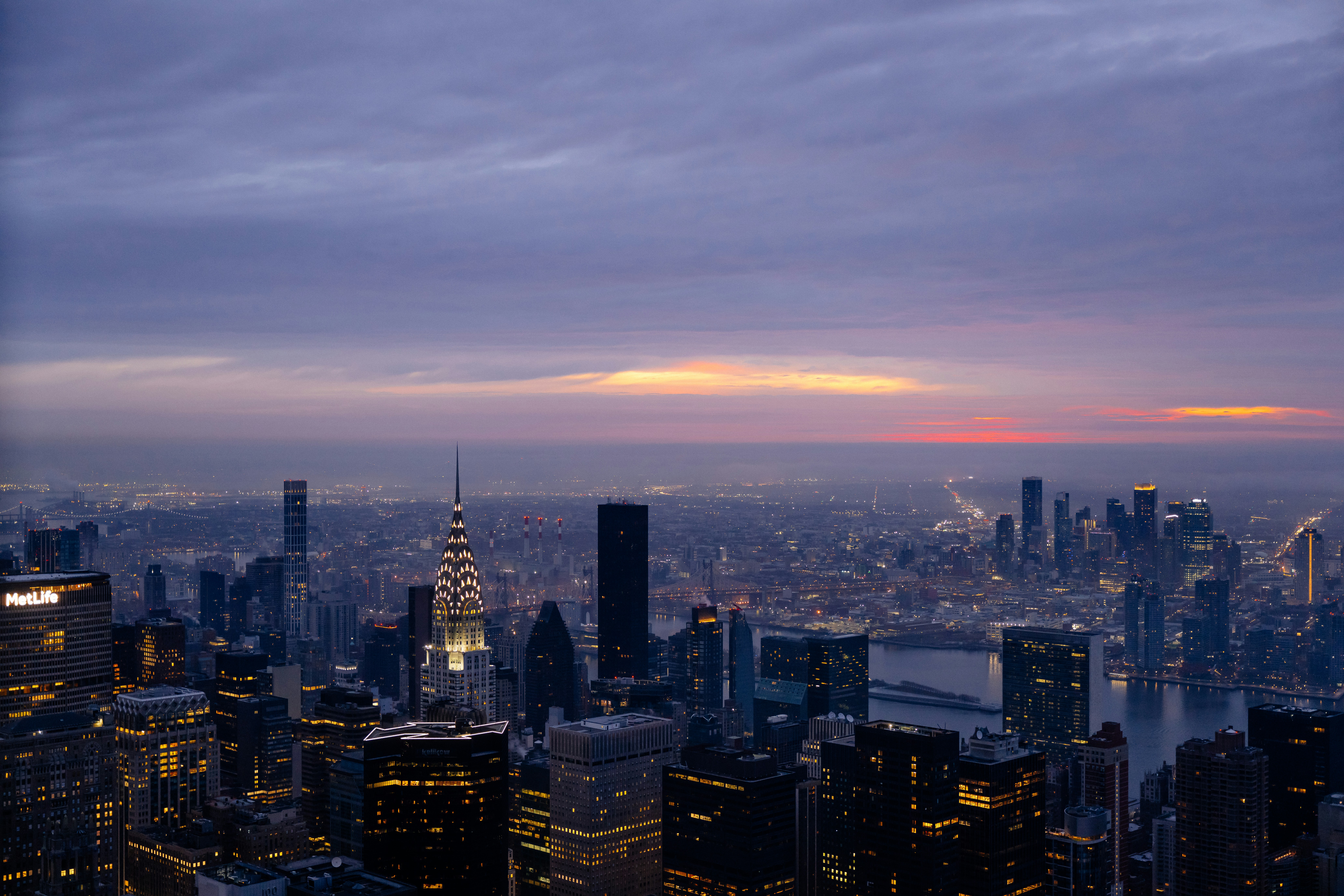 Manhattan skyline at dusk